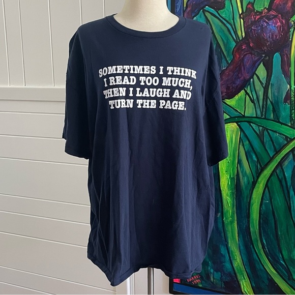 Gildan Tops - $10 SALE Read Too Much Tee Heavy Cotton Navy Dark Blue Short Sleeve Funny Humor